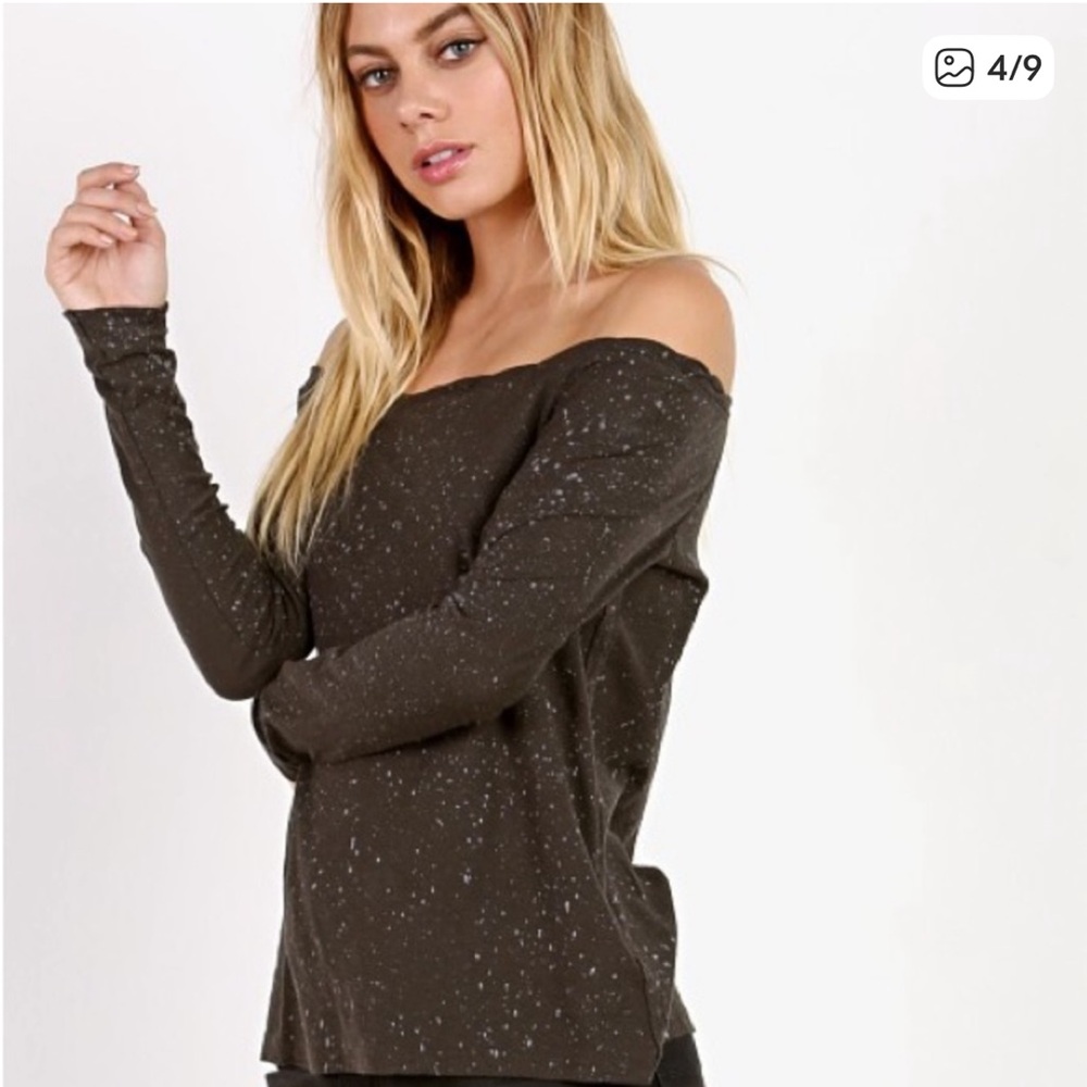 Nation LTD Off Shoulder Chelsea Faded Black Top